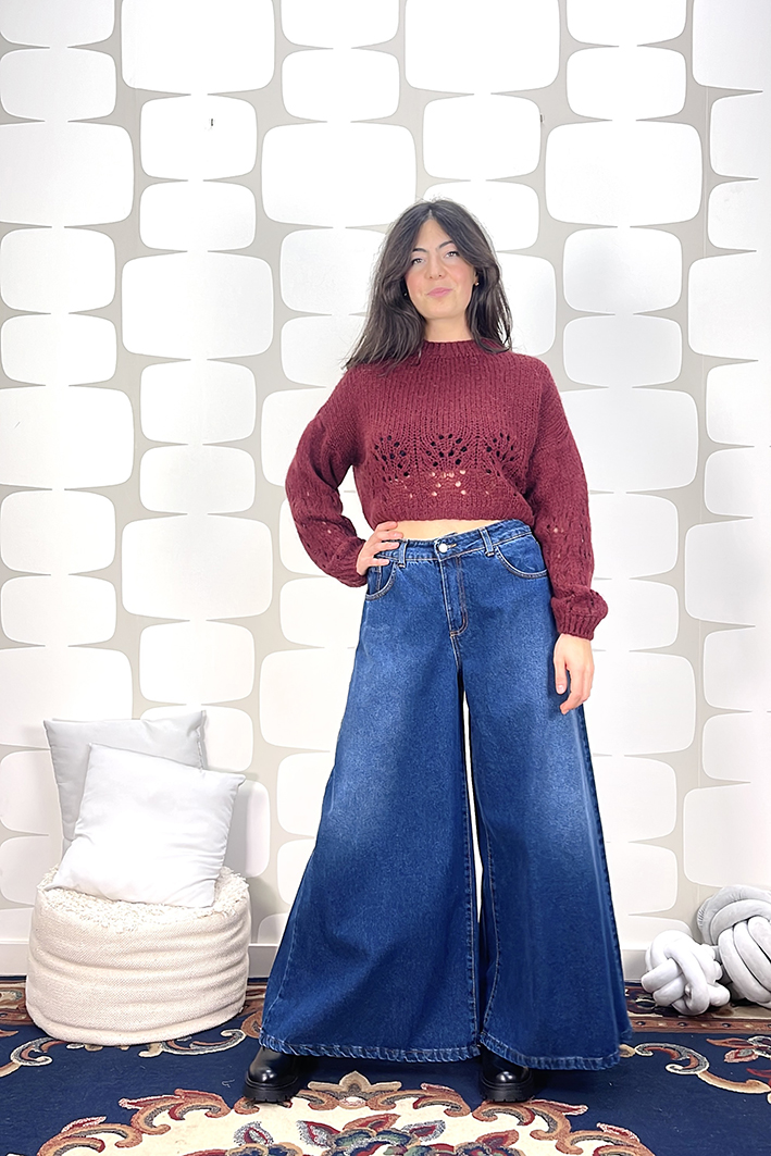 outfit Maglia Anaki bordeaux, Jeans Kalesi fabbrica di giuggiole