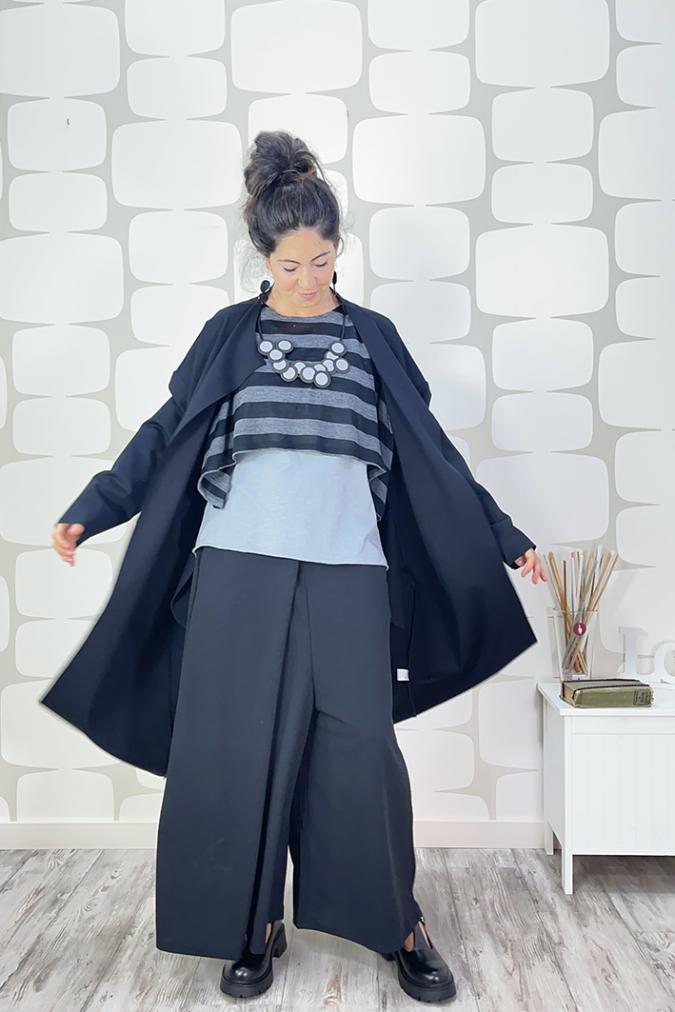  outfit con Maglia Rene' sartoriale grigia, Pantalone Spencer nero, giacca Paris sartoriale nera