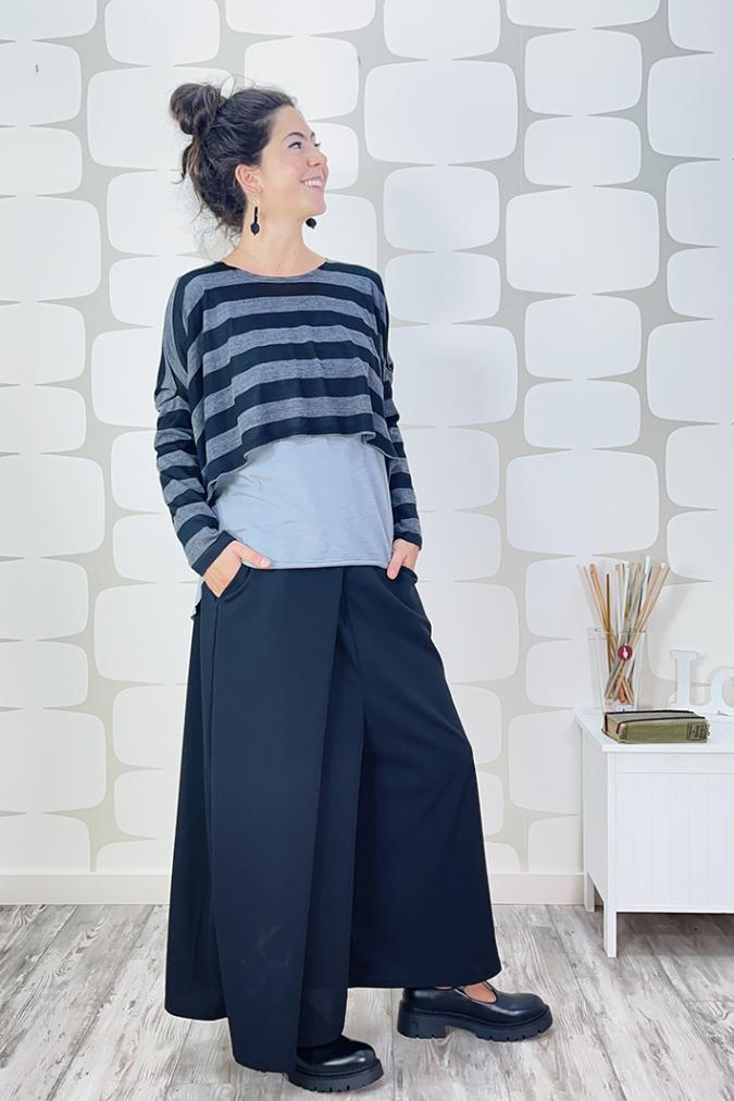  outfit con Maglia Rene' sartoriale grigia, Pantalone Spencer nero