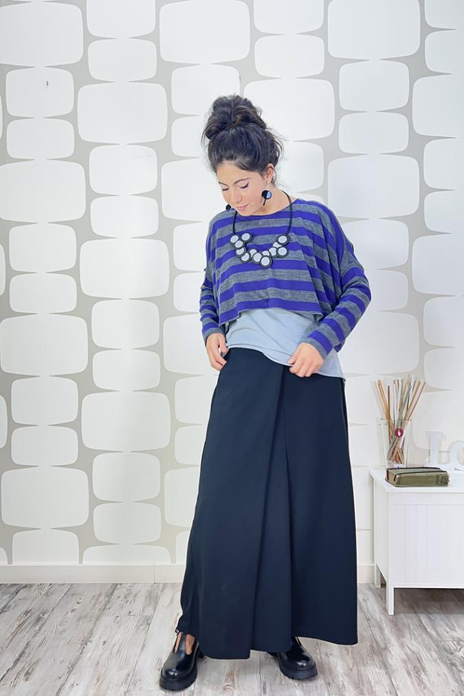  outfit con Maglia Rene' sartoriale viola, Pantalone Spencer nero