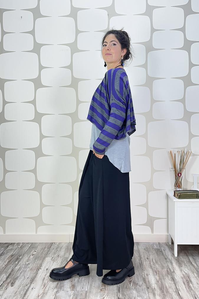  outfit con Maglia Rene' sartoriale viola, Pantalone Spencer nero