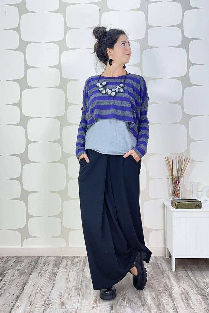  outfit con Maglia Rene' sartoriale viola, Pantalone Spencer nero