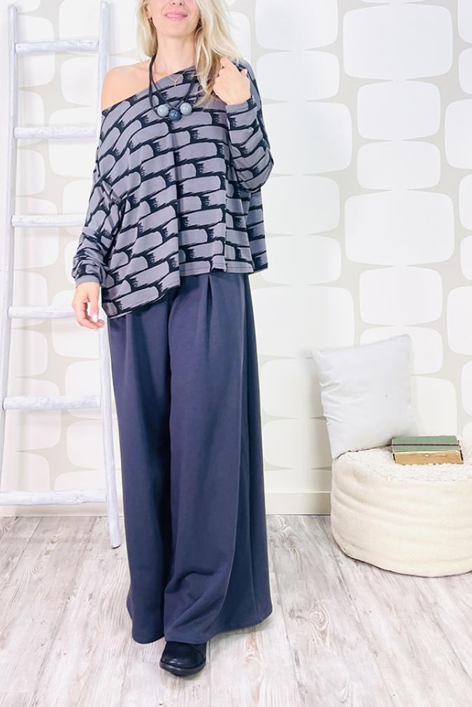 Outfit con maglia sense grey sartoriale e pantalone miranda autumn sartoriale grigio