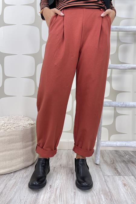 Pantalone comodo morbido sui fianchi in felpa di cotone elasticizzata